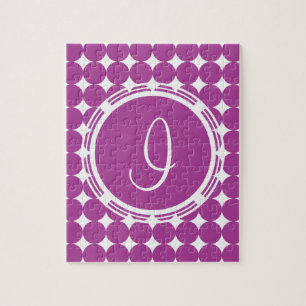 Lila Polka Dot Monogramm Puzzle