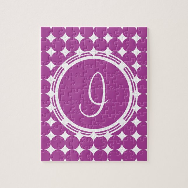 Lila Polka Dot Monogramm Puzzle (Vertikal)