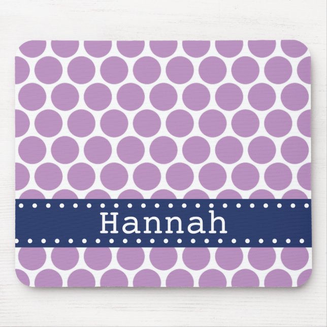 Lila Polka Dot Muster Blauer Banner Mousepad (Vorne)
