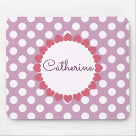 Lila Polka Dot Name in Herz Niedlich Mousepad