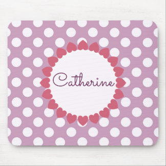 Lila Polka Dot Name in Herz Niedlich Mousepad