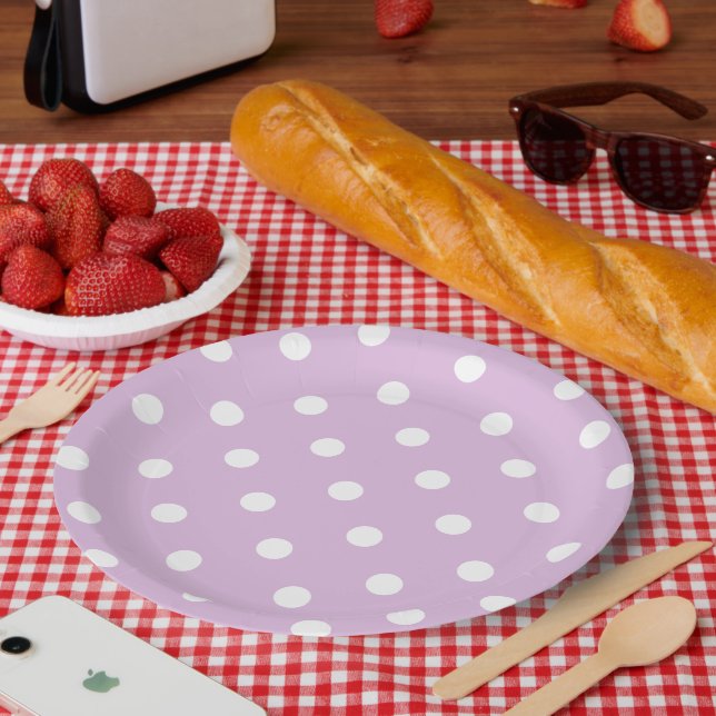 Lila Polka Dot Pappteller (Picknick)