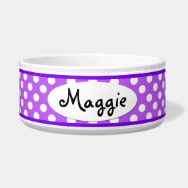 Lila Polka Dot Personalisierte Keramik Dog Bowl Napf