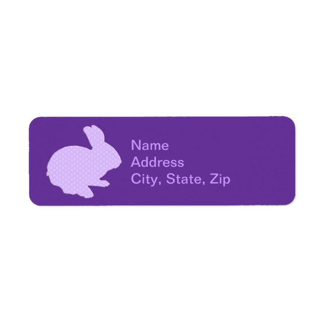 Lila Polka Dot Silhouette Bunny Address Labels (Vorne)