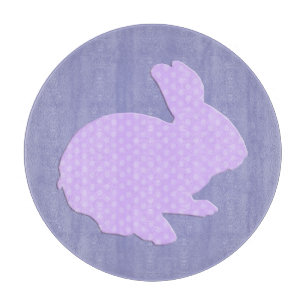 Lila Polka Dot Silhouette Bunny Cutting Board Schneidebrett