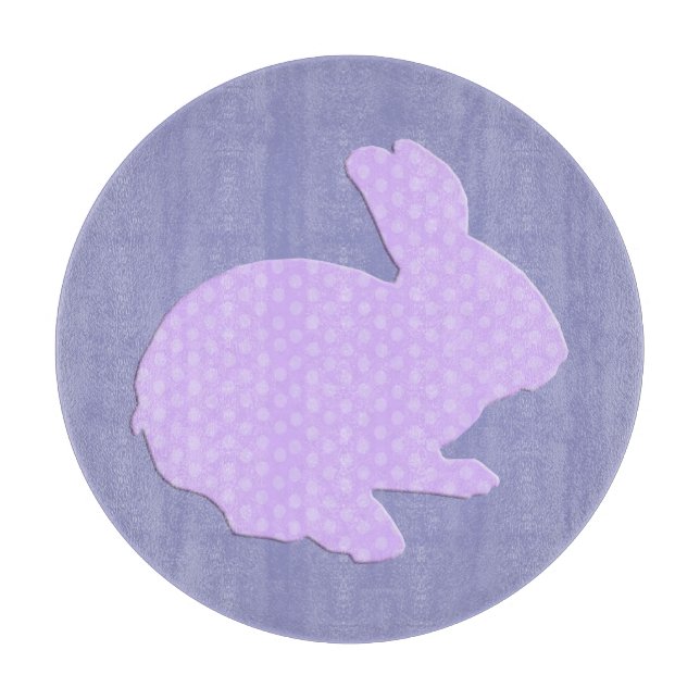 Lila Polka Dot Silhouette Bunny Cutting Board Schneidebrett (Vorderseite)