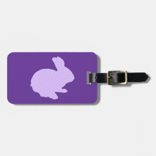 Lila Polka Dot Silhouette Bunny Luggage Tag Gepäckanhänger