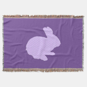 Lila Polka Dot Silhouette Bunny Throw Blanket Decke