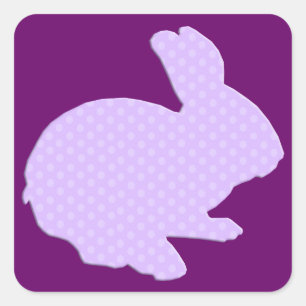Lila Polka Dot Silhouette Ostersonnenklammer Quadratischer Aufkleber