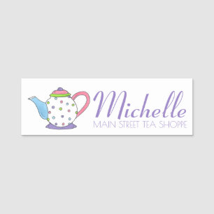 Lila Polka Dot Teapot Keramik Tee Pot Namensschild