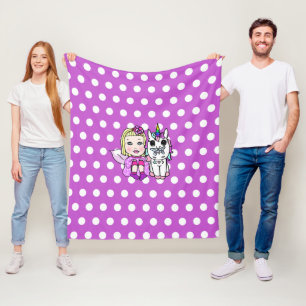 Lila Polka Dot Unicorn und Fairy Blanket Fleecedecke