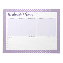 Lila Polka Dot Workweek Planer Notepad Notizblock