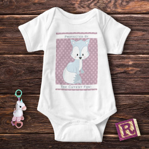Lila Polka-Dots Baby Arctic Fox Personalisiert Strampler