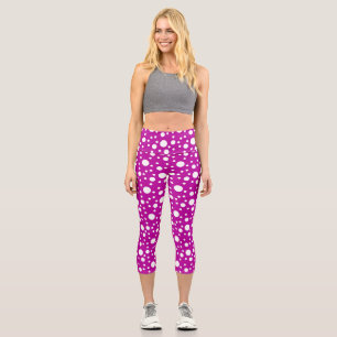 Lila Polka Dots Capri Leggings