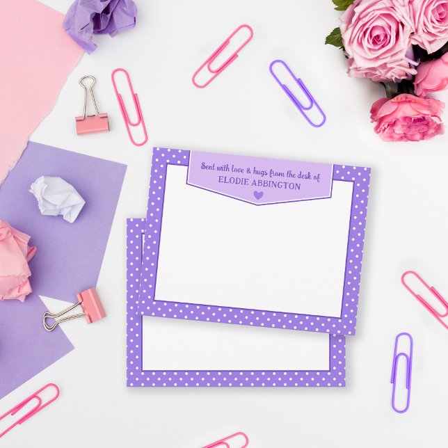 Lila Polka Dots Herzstück mit Liebe & Schlägern ge Mitteilungskarte (Von Creator hochgeladen)