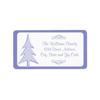 Lila Polka Dots Muster Weihnachtsbaum Adressaufkleber