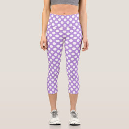 Lila Polka Dots, Polka Dot Pattern, Dots, Dotter Capri Leggings