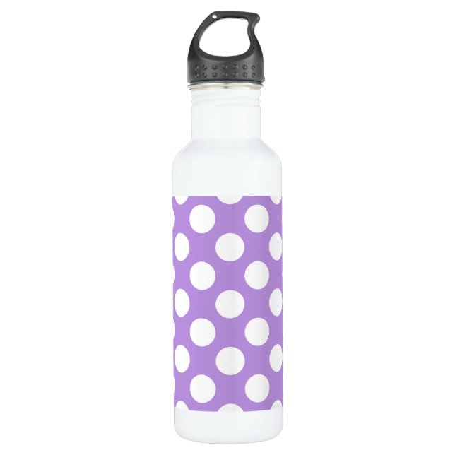 Lila Polka Dots, Polka Dot Pattern, Dots, Dotter Edelstahlflasche (Vorderseite)