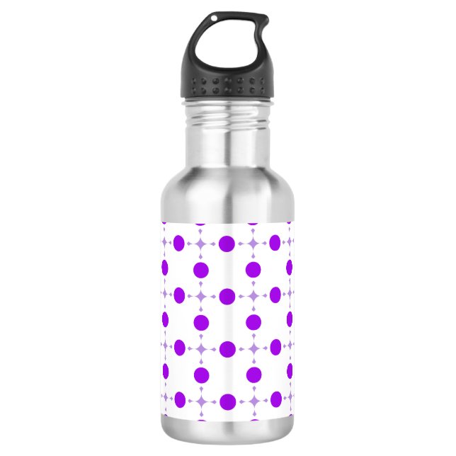 Lila Polka Dots, Polka Dot Pattern, Dots, Dotter Edelstahlflasche (Vorderseite)