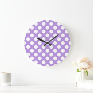 Lila Polka Dots, Polka Dot Pattern, Dots, Dotter Große Wanduhr