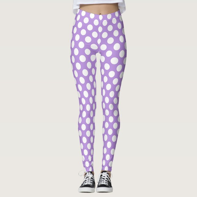 Lila Polka Dots, Polka Dot Pattern, Dots, Dotter Leggings (Vorderseite)