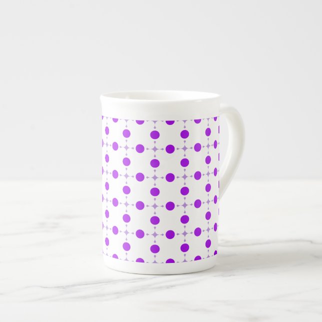 Lila Polka Dots, Polka Dot Pattern, Dots, Dotter Prozellantasse (Vorderseite Rechts)