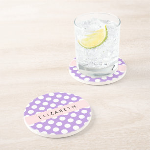 Lila Polka Dots, Polka Dot Pattern, Ihr Name Getränkeuntersetzer