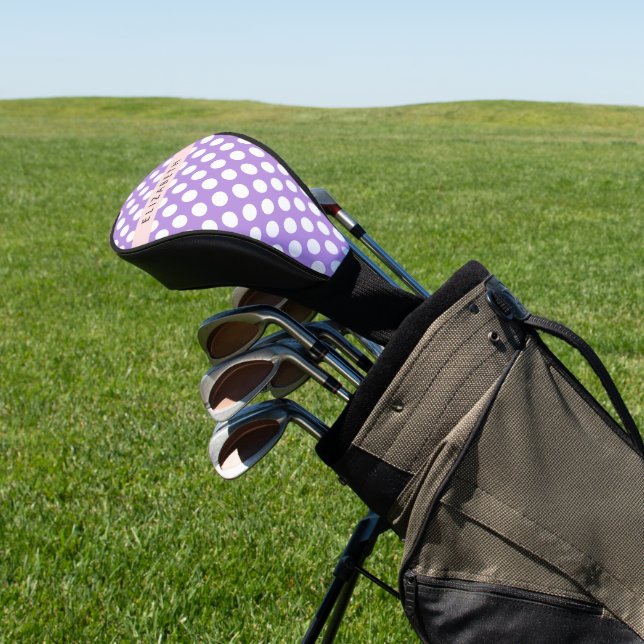 Lila Polka Dots, Polka Dot Pattern, Ihr Name Golf Headcover (In SItu)