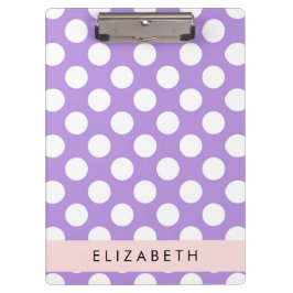 Lila Polka Dots, Polka Dot Pattern, Ihr Name Klemmbrett