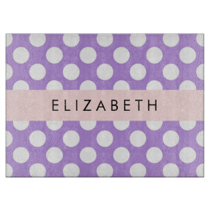 Lila Polka Dots, Polka Dot Pattern, Ihr Name Schneidebrett