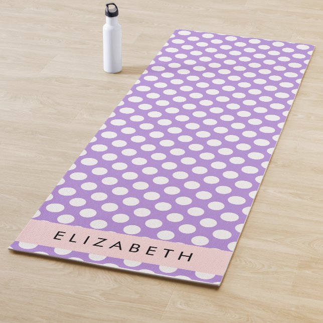 Lila Polka Dots, Polka Dot Pattern, Ihr Name Yogamatte (Beispiel)