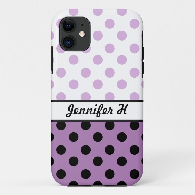 Lila Polka Dots und Black iPhone 5 Fall Case-Mate iPhone Hülle (Rückseite)
