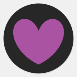 Lila Polka-Herzen auf schwarz Runder Aufkleber
