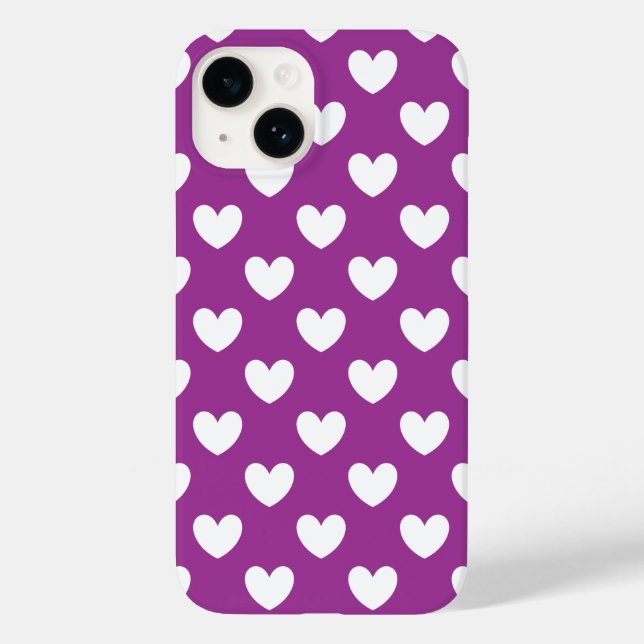 Lila Polka-Herzen Case-Mate iPhone Hülle (Rückseite)