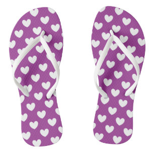 Lila Polka-Herzen Flip Flops