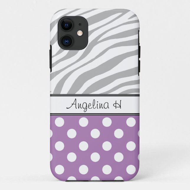 Lila Polka-Punkt-Lichtzebra-Druck iPhone 5 Kasten Case-Mate iPhone Hülle (Rückseite)