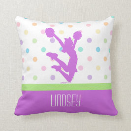 Lila Polka-Punkt Pastellbeifall/Pom mit Monogramm Kissen
