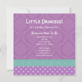 Lila Polka-Punkte und Spitze-Mädchen-Baby-Dusche Einladung