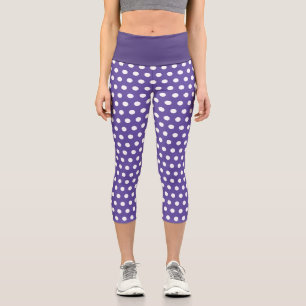Lila Polka-Punktmuster Capri Leggings