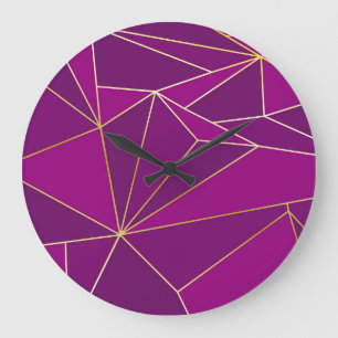 Lila Polygonkunst: geometrischer Hintergrund der G Große Wanduhr