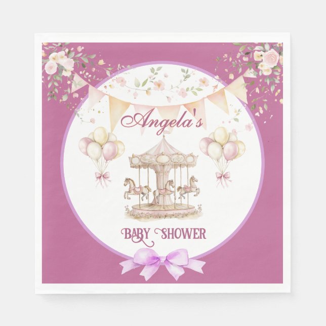 Lila Pony Dreams Dark Lila Napkins Serviette (Vorderseite)