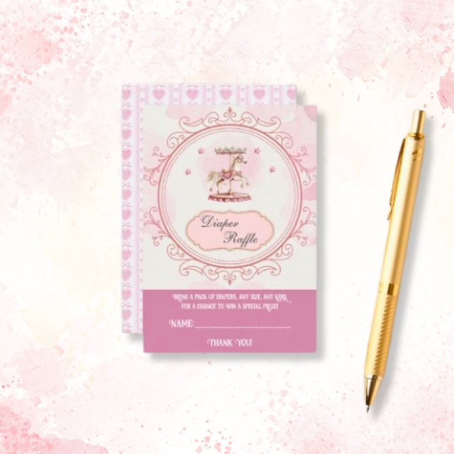 Lila Pony Dreams - Windeln-Umschließkarte Begleitkarte (diaper-raffle-purple-pony-baby-shower-enclosure-card)