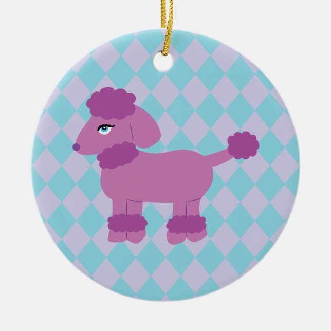 Lila Poodle Keramik Ornament (Vorne)