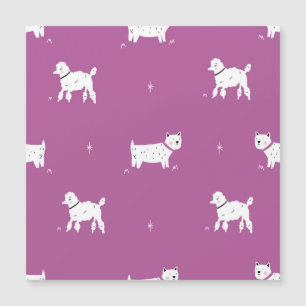 Lila Poodle: monochromes Retro-Muster Magnetkarte