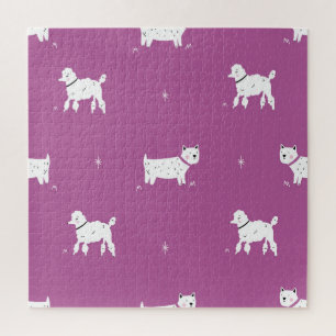 Lila Poodle: monochromes Retro-Muster Puzzle