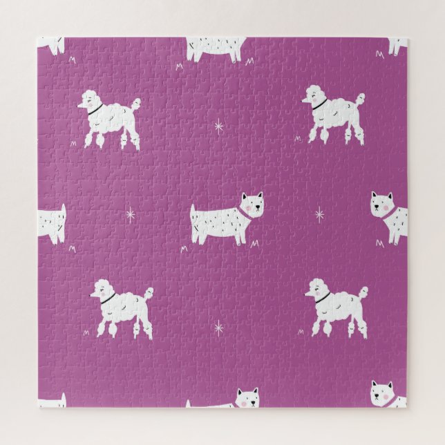 Lila Poodle: monochromes Retro-Muster Puzzle (Vertikal)