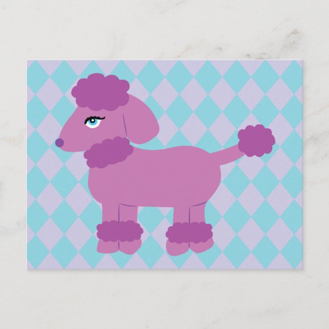 Lila Poodle Postkarte (Vorderseite)