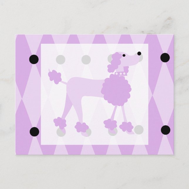 Lila Poodle Postkarte (Vorderseite)