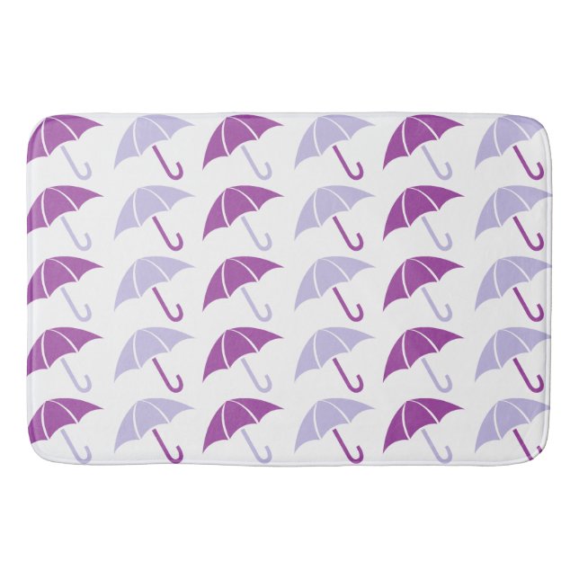Lila Pop-Art-Regenschirm-Muster Badematte (Vorderseite)