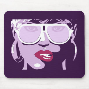Lila Pop Kunst Hübsche Sonnenbrille Rosa Lippen Mousepad